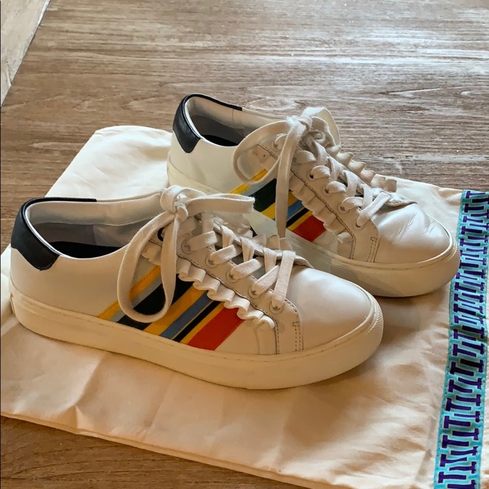 Tory Burch Balloon Stripe Ruffle Sneaker